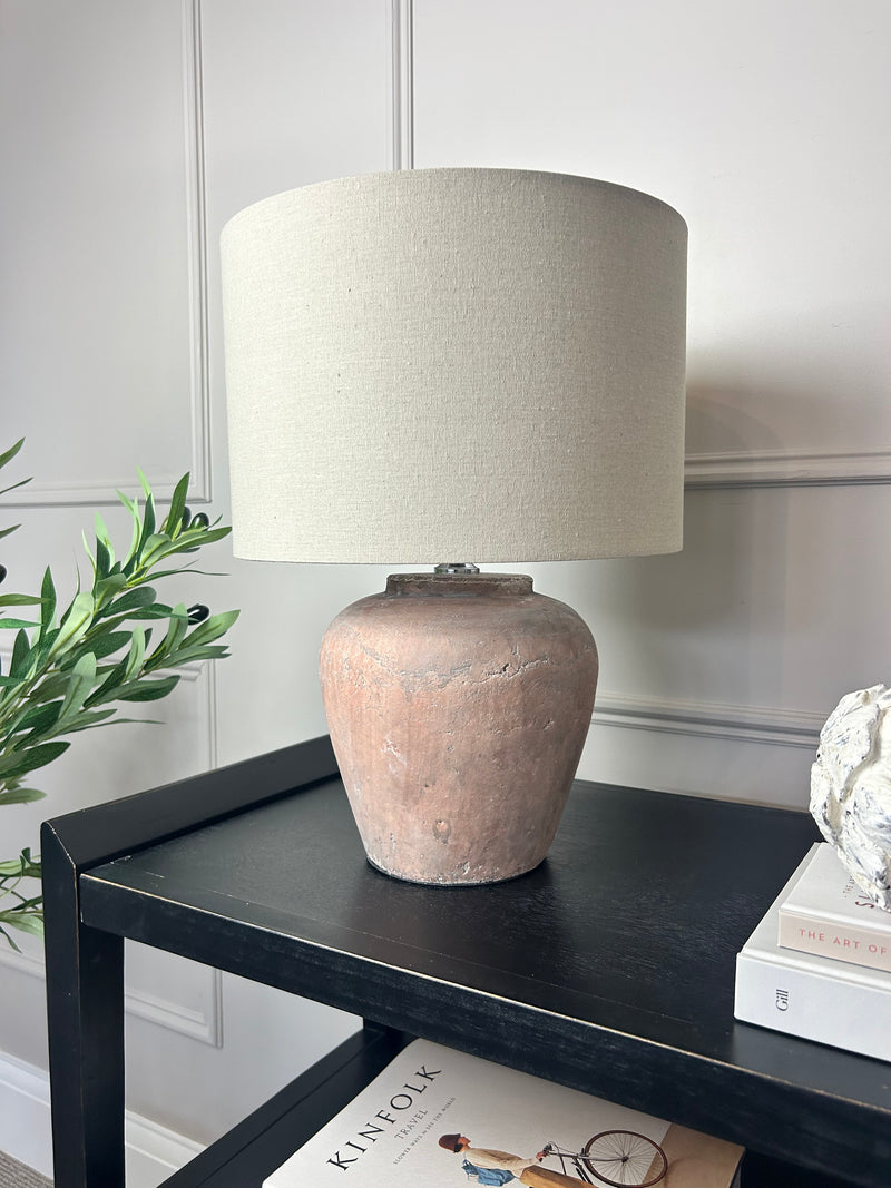 Siena rustic brown table lamp linen shade