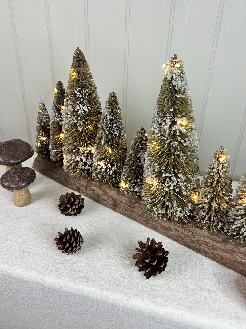 Brown Bristle Brush LED Christmas Tree long centre piece Arrangement