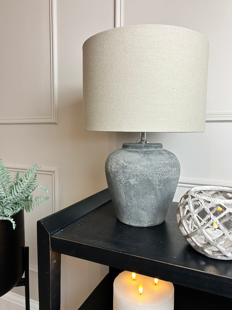 Amalfi Dark Grey Table Lamp With Linen Shade