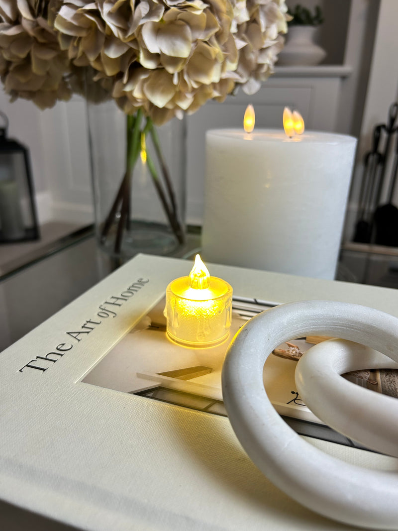 LED single tea light candle holder 8cm drip detail