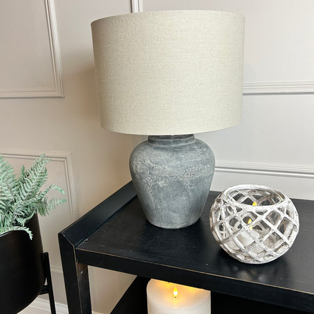 Amalfi Dark Grey Table Lamp With Linen Shade