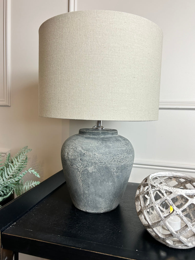 Amalfi Dark Grey Table Lamp With Linen Shade