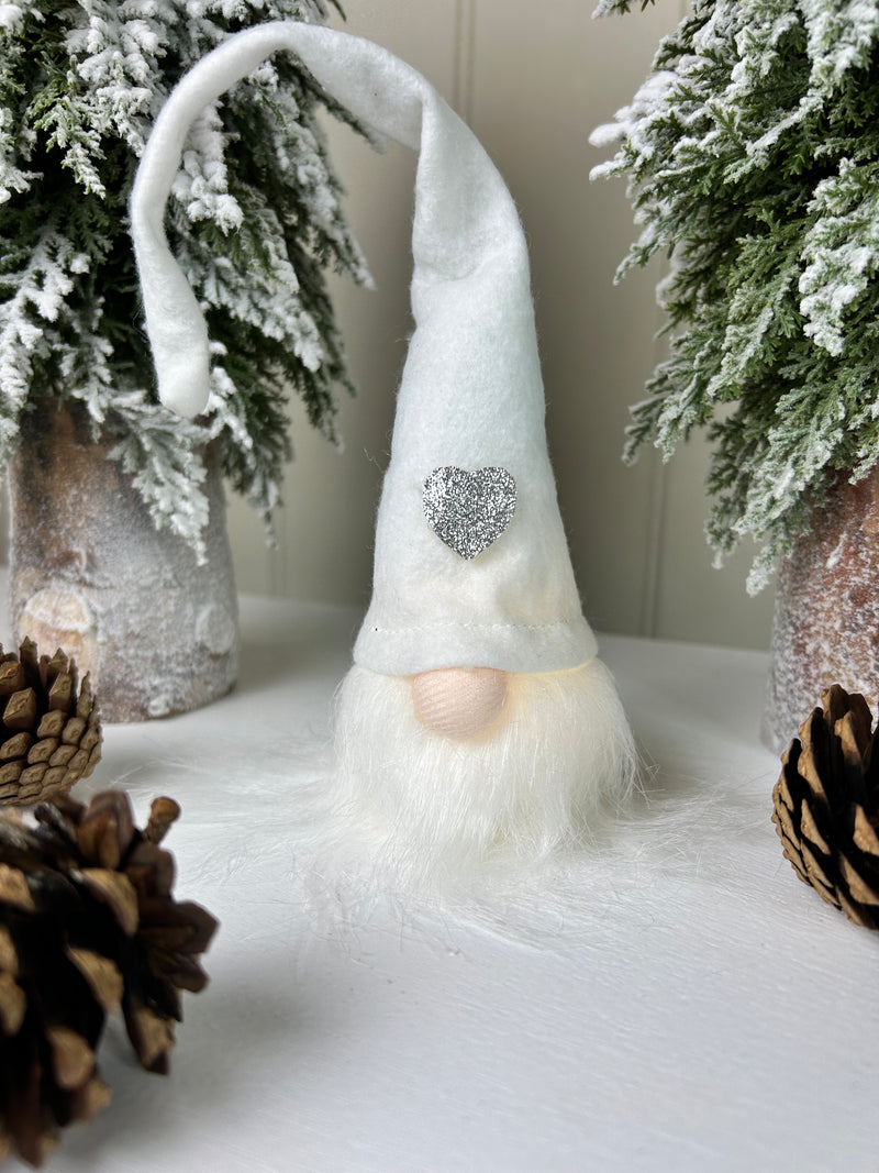 White LED hanging sitting Gonk with Heart Hat