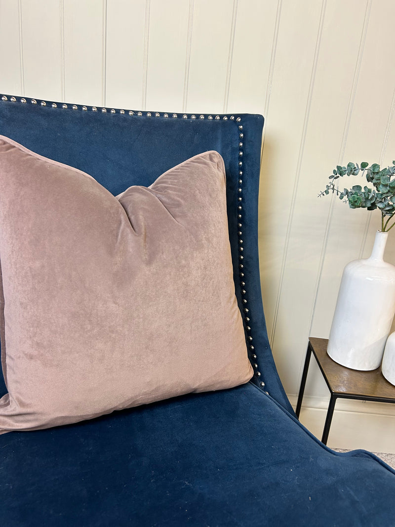 Large Truffle brown Taupe Matt Velvet Piped Edge Cushion 50cm