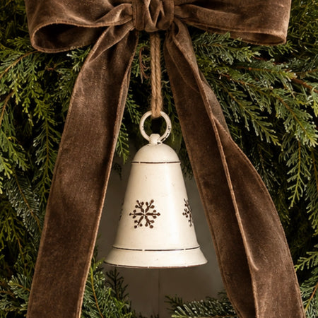 Metal hanging bell with snowflake detail 10cm