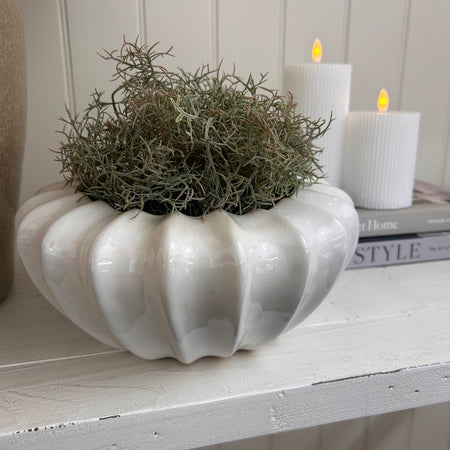 Fluted Edge White vase bowl Planter