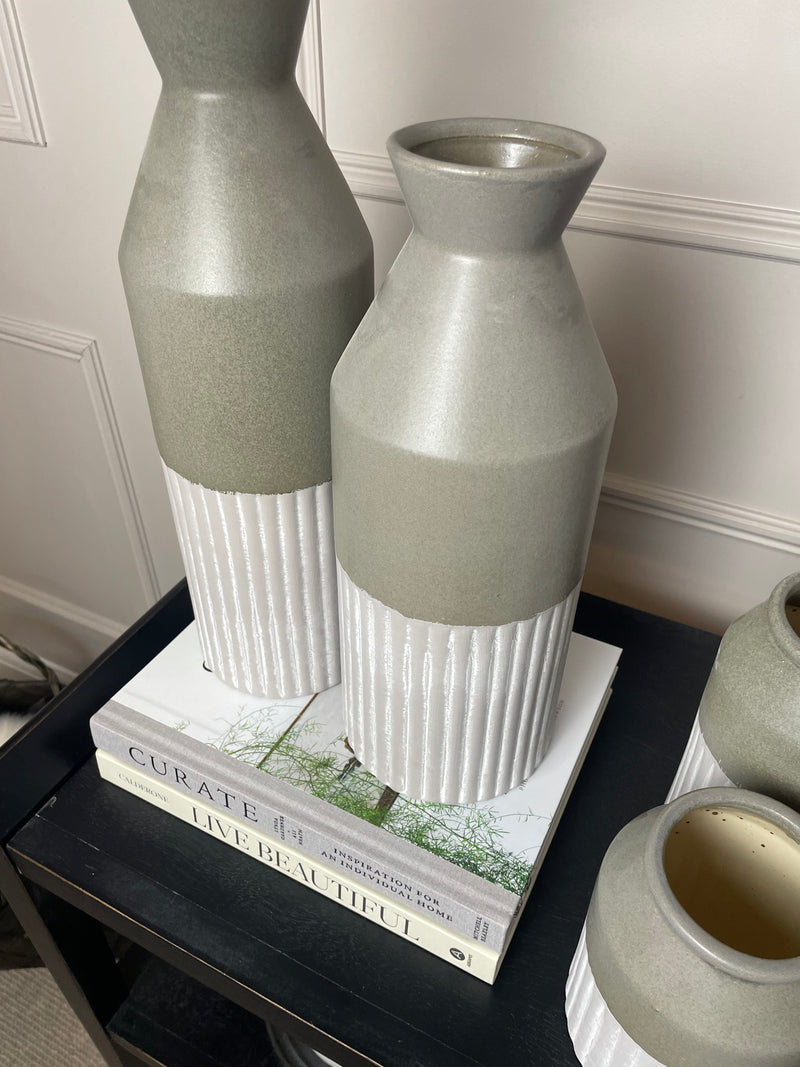 Large Tall two Tone Eclipse Bottle Neck Vase