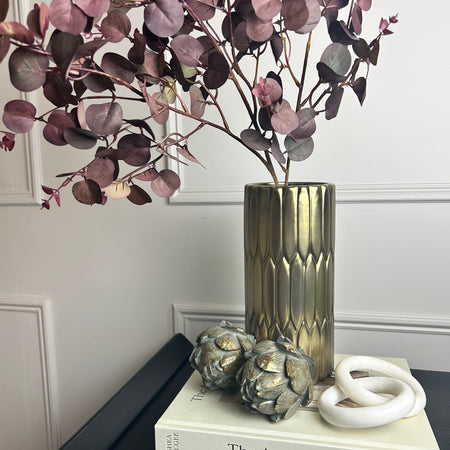 Gold textured ceramic vase
