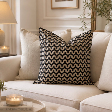 Black neutral Oslo textured luxurious cushion 45cm