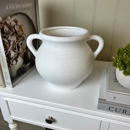 White double handles urn vase