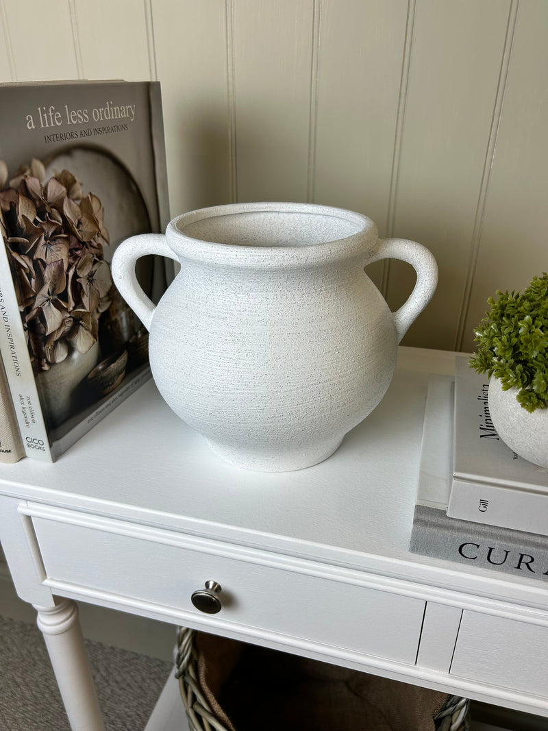 White vase with eucalyptus