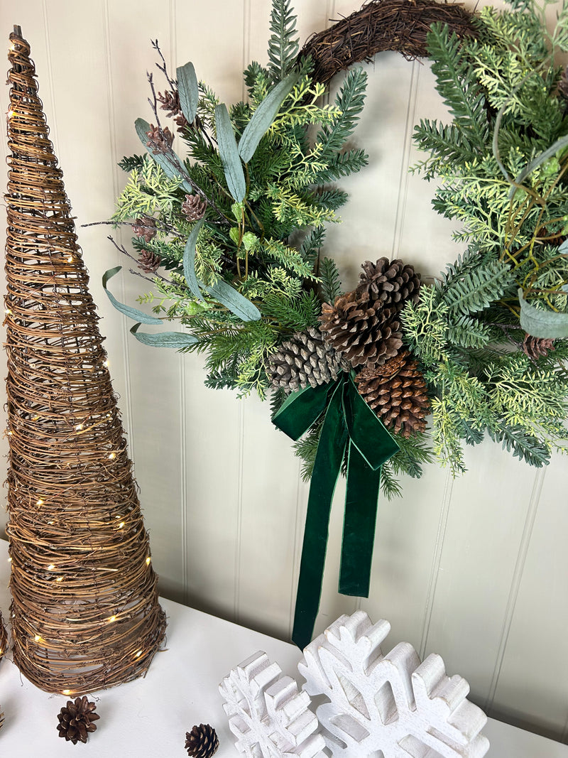 Pine Foliage Bow Wreath 60cm