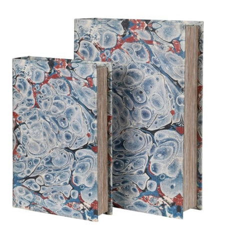 Set of Two Marble blues Water Effect Storage Books