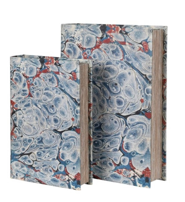 Set of Two Marble blues Water Effect Storage Books