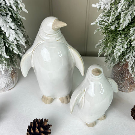 Rustic glaze Ceramic Penguins, 2 Sizes