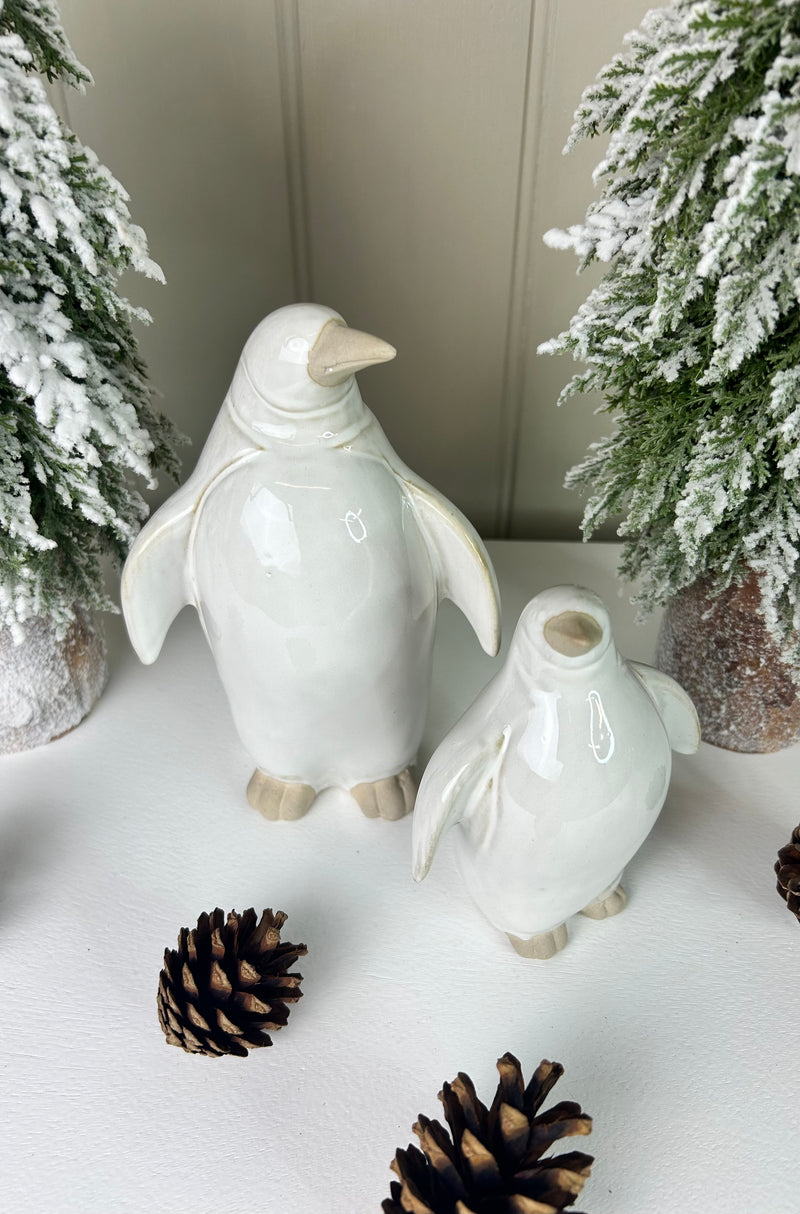 Rustic glaze Ceramic Penguins, 2 Sizes