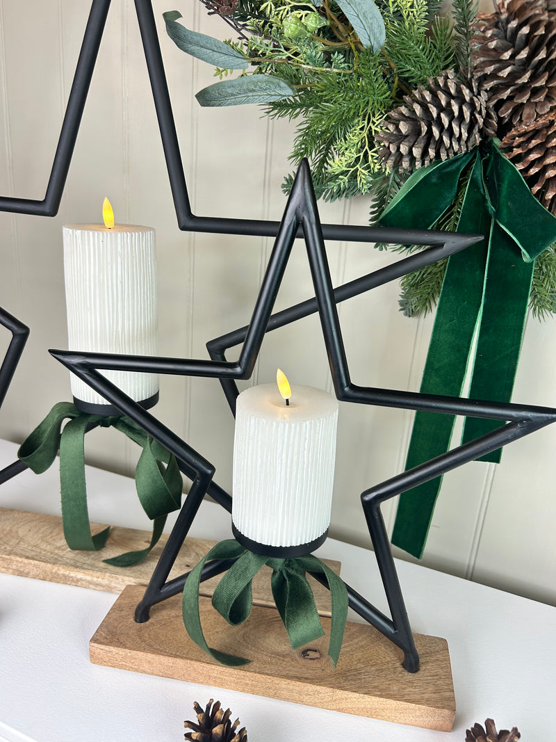 Extra Large Black Metal Star Tea Light candle Holder 2 Sizes