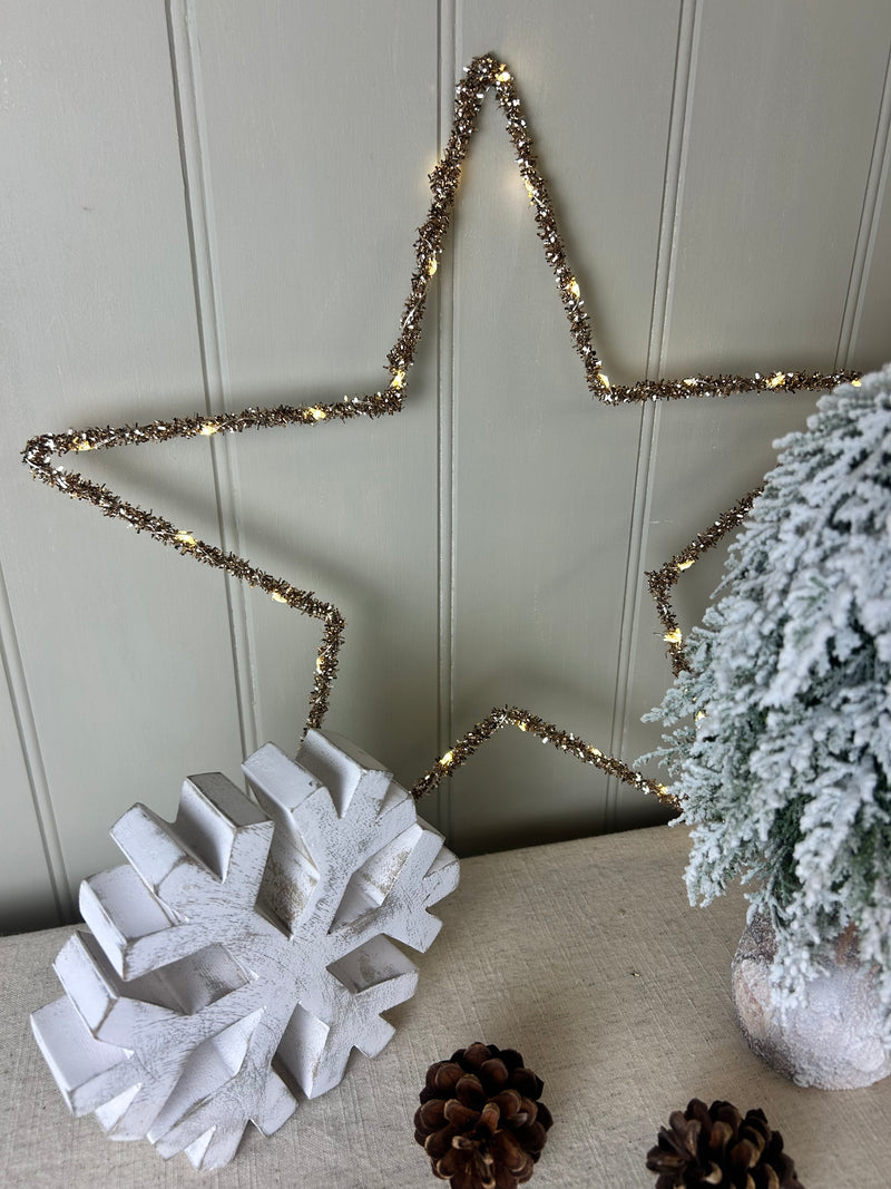 Gold LED star battery 39cm
