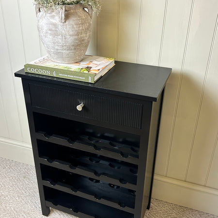 Black wine Rack with slatted front detail