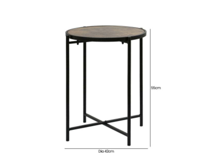 Round metal wood top side table