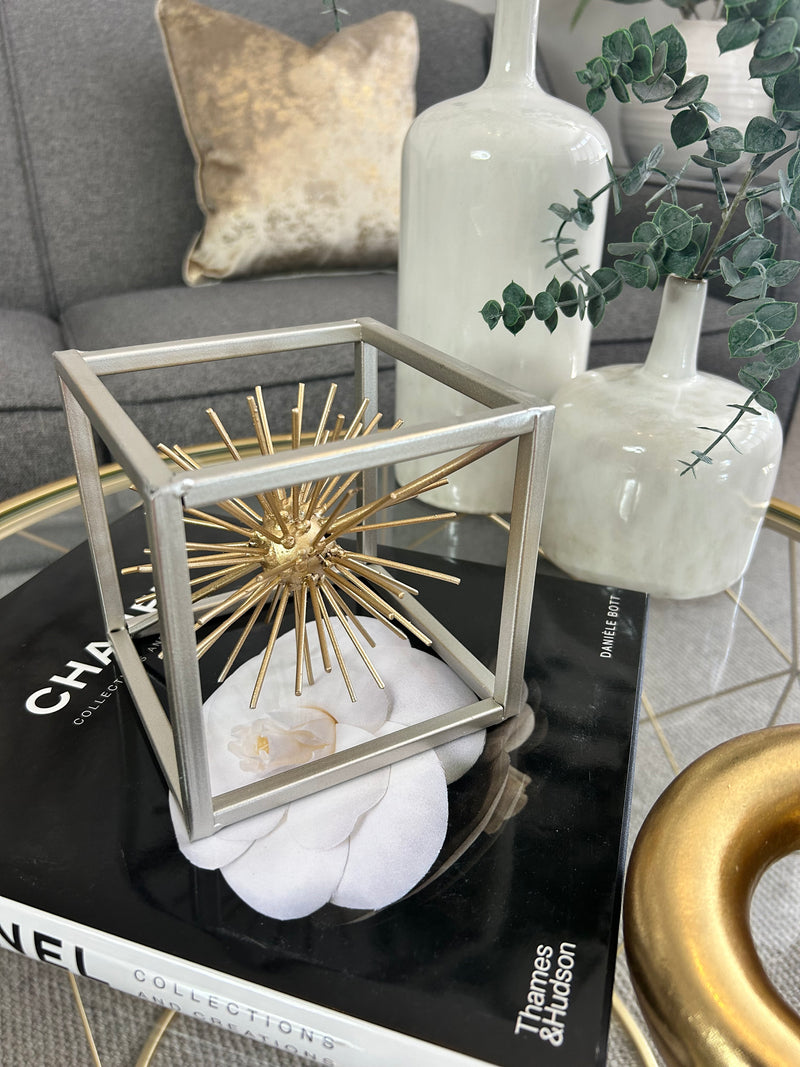 Small square two tone gold silver starburst decoration 13cm