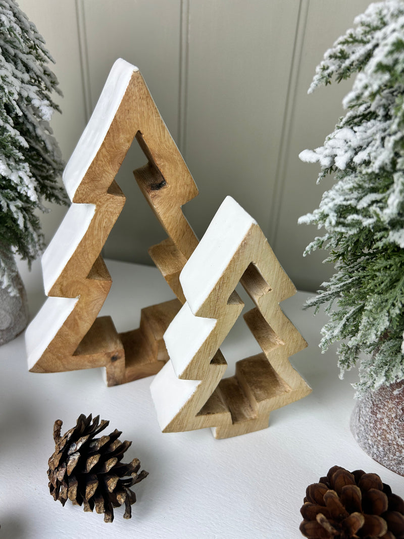 Chunky Standing Wooden Outline Christmas Tree, 2 Sizes