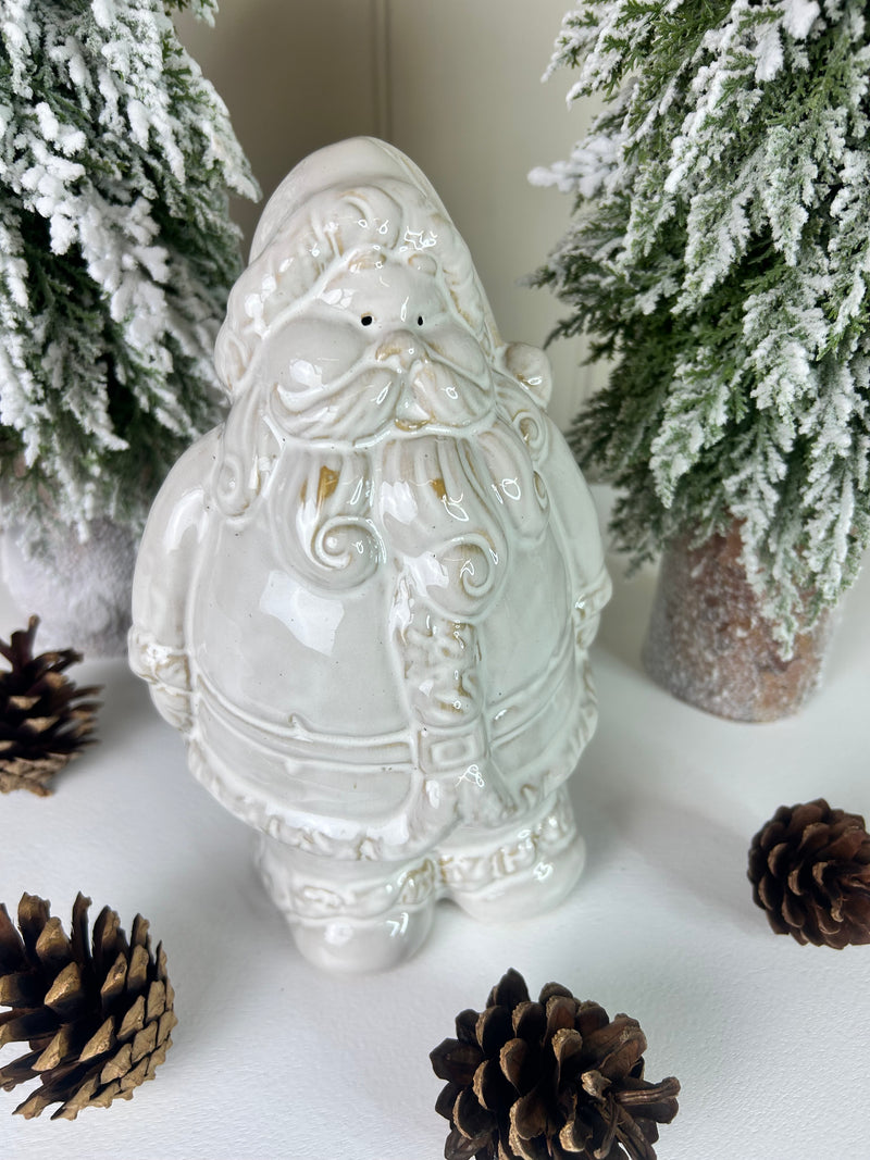 Large Rustic glaze Ceramic Yuletide Santa Ornament