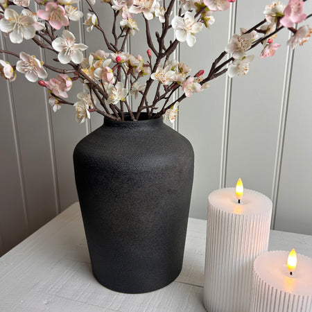 Metal rustic look vase black brown