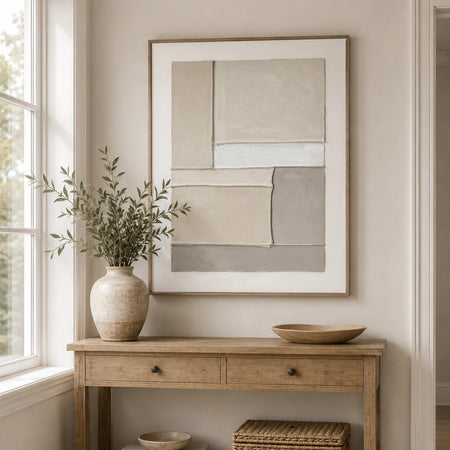 Hand finished neutral abstract framed art 2 styles