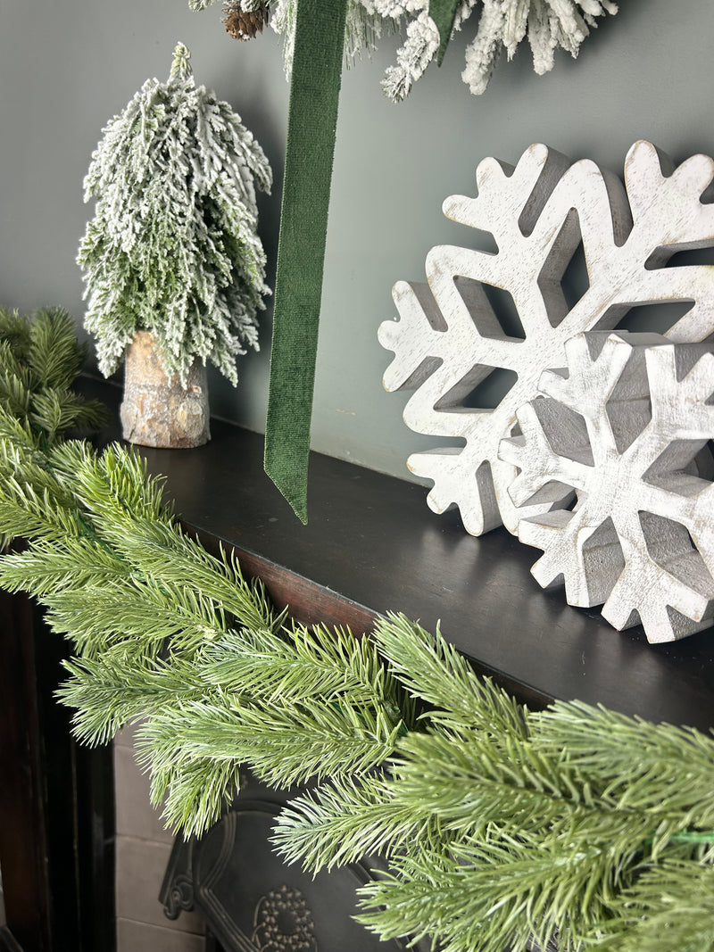 Flocked spruce Norfolk  long full garland 175cm