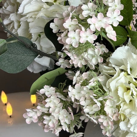 Tall baby soft pale pink Charlotte ball viburnum stem 67cm