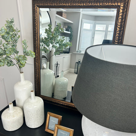 Gold bronze patterned chunky mirror 61x76cm