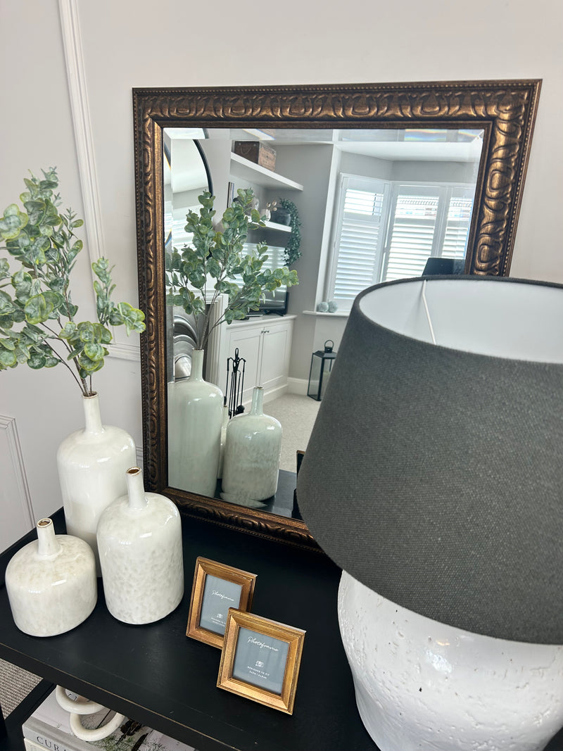 Gold bronze patterned chunky mirror 61x76cm
