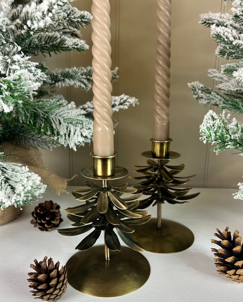 Cromwell Bronze Gold Christmas Tree Candlestick