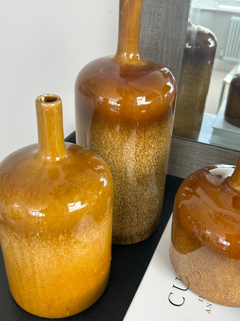 Brown vormark bottle neck vases 3 sizes