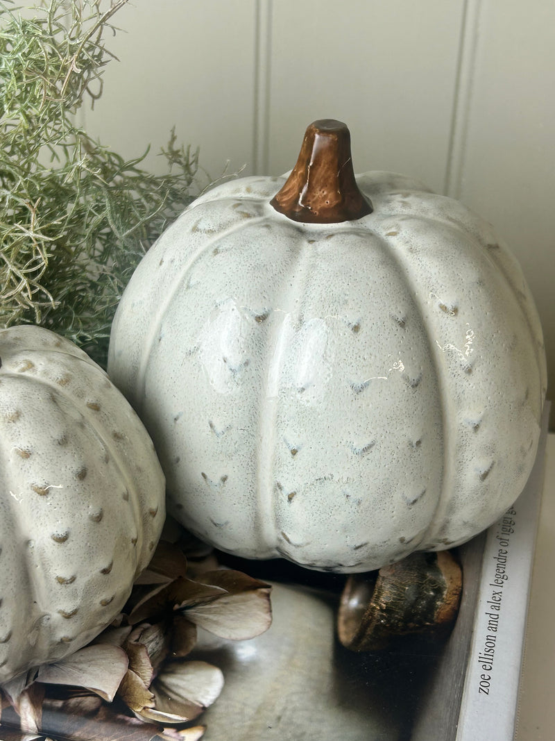 Patterned textured ceramic autum Halloween pumpkin 2 sizes