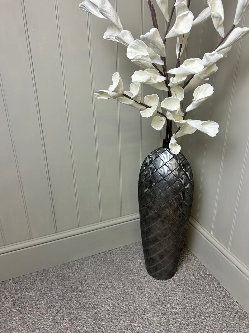 Gunmetal textured vase tall 62cm