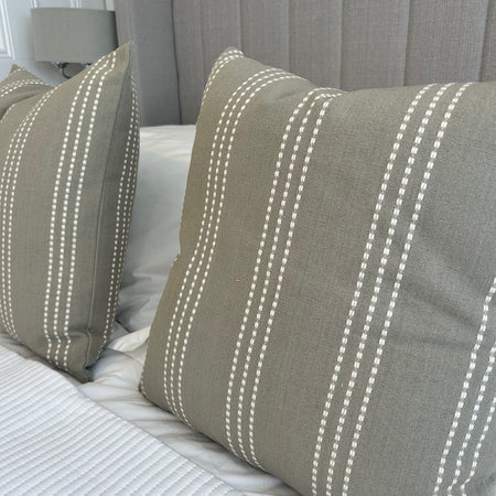 Taupe Stab Stitch Linen 50cm Cushion