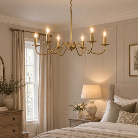 Gold 6 arm chandelier ceiling light