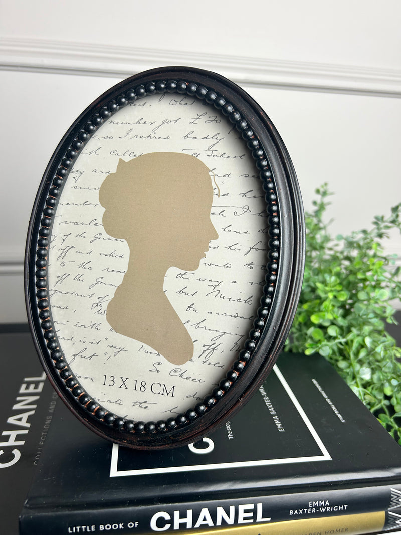 Aged bobble oval brown/black photo picture frame