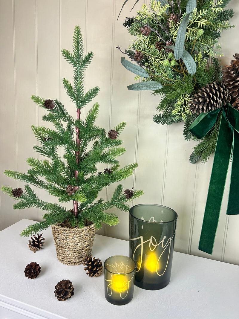 Medium Spruce Christmas Tree in Wicker Basket