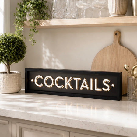 Cocktails Black & Gold Hanging Wall plaque bar sign 50cm
