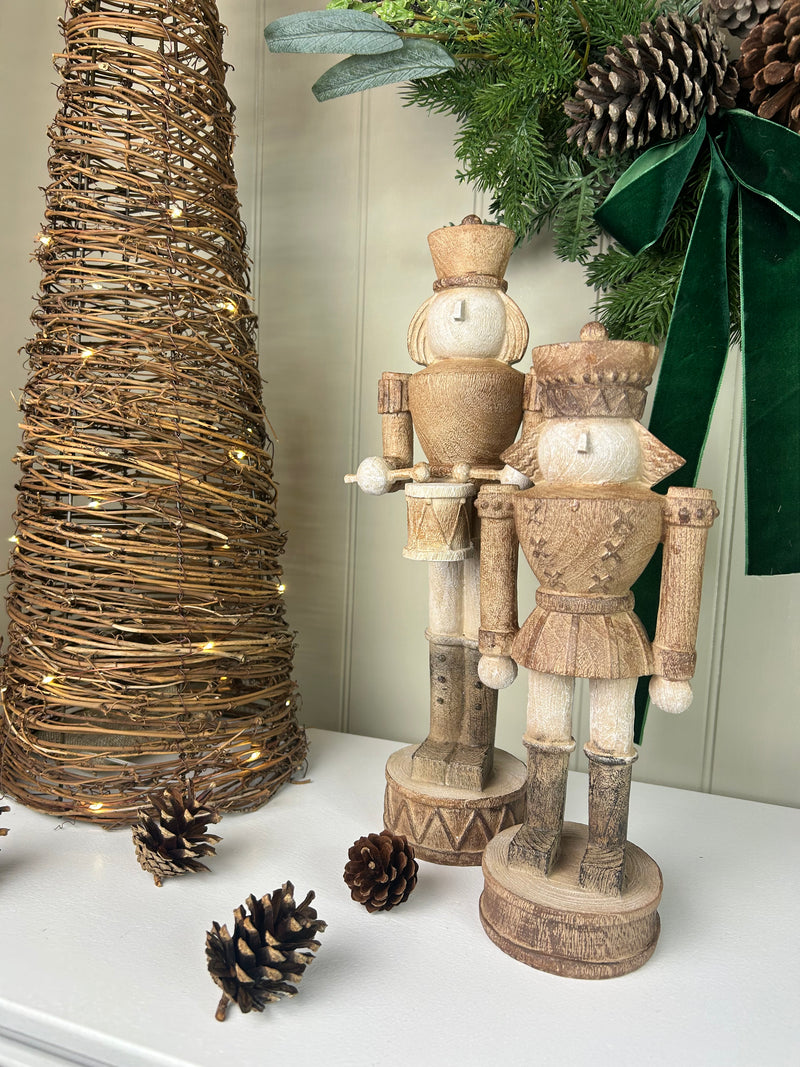 Wood look tall traditional Nutcracker ornament decoration 2 styles