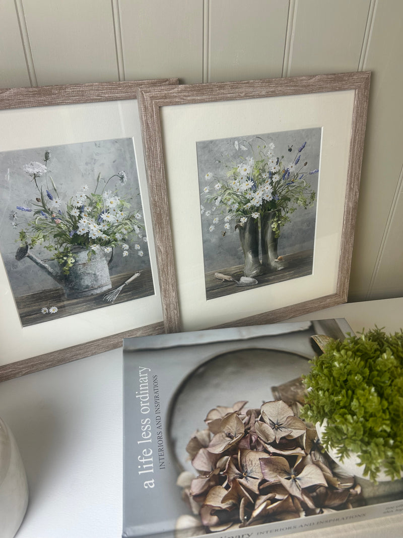 Pretty garden flower framed glazed mounted wall art picture 2 styles