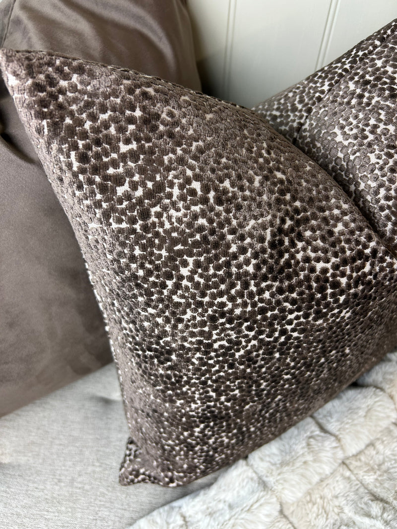 Chocolate Brown textured Bingham dot cushion 43cm