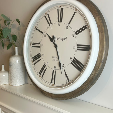 Round Wood and White Clock 68cm