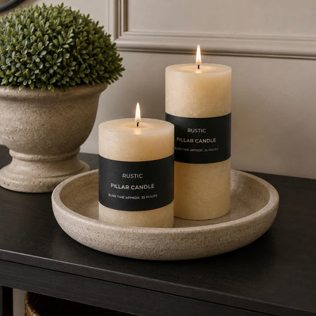 Ivory rustic pillar candle