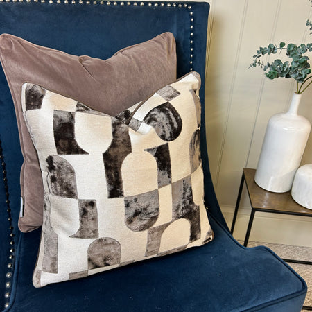 Large Truffle brown Taupe Matt Velvet Piped Edge Cushion 50cm
