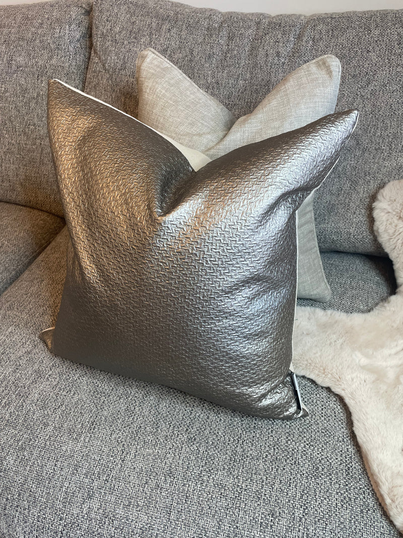 Bronze champagne metallic textured cushion