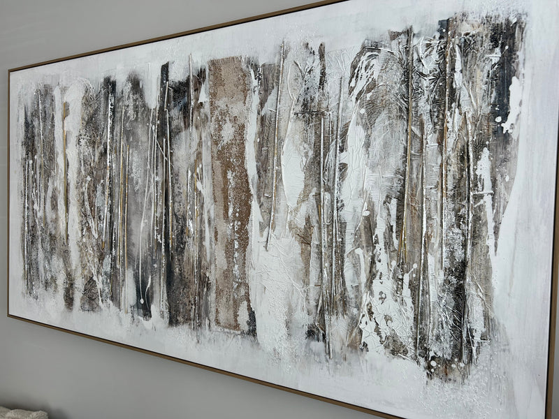Hand painted finished wood framed canvas wall art 150cm by 80cm
